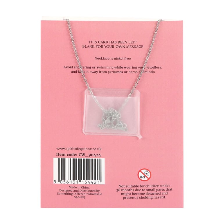 Rose Quartz Crystal Moon Necklace Greeting Card Set