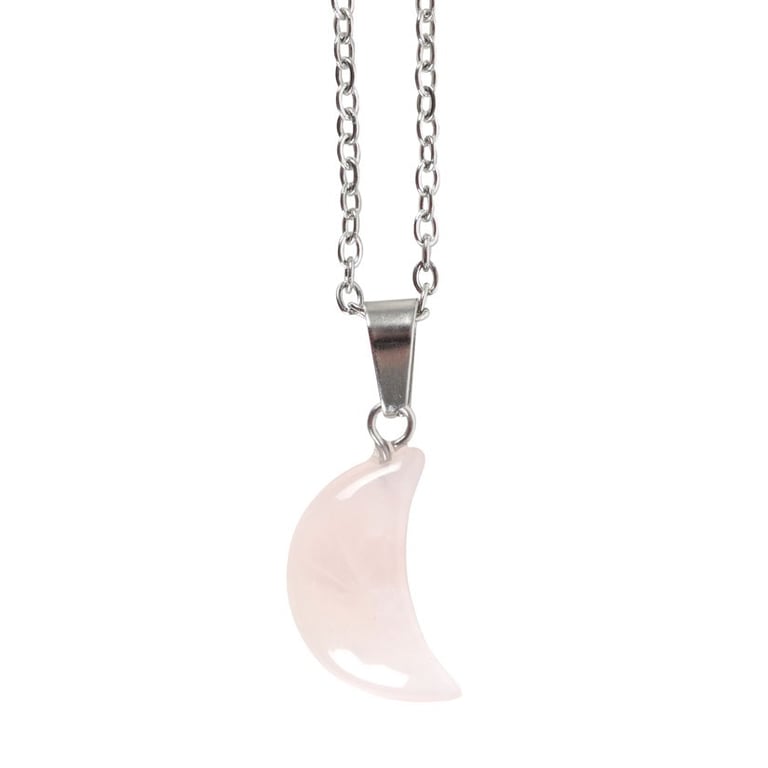 Rose Quartz Crystal Moon Necklace Greeting Card Set