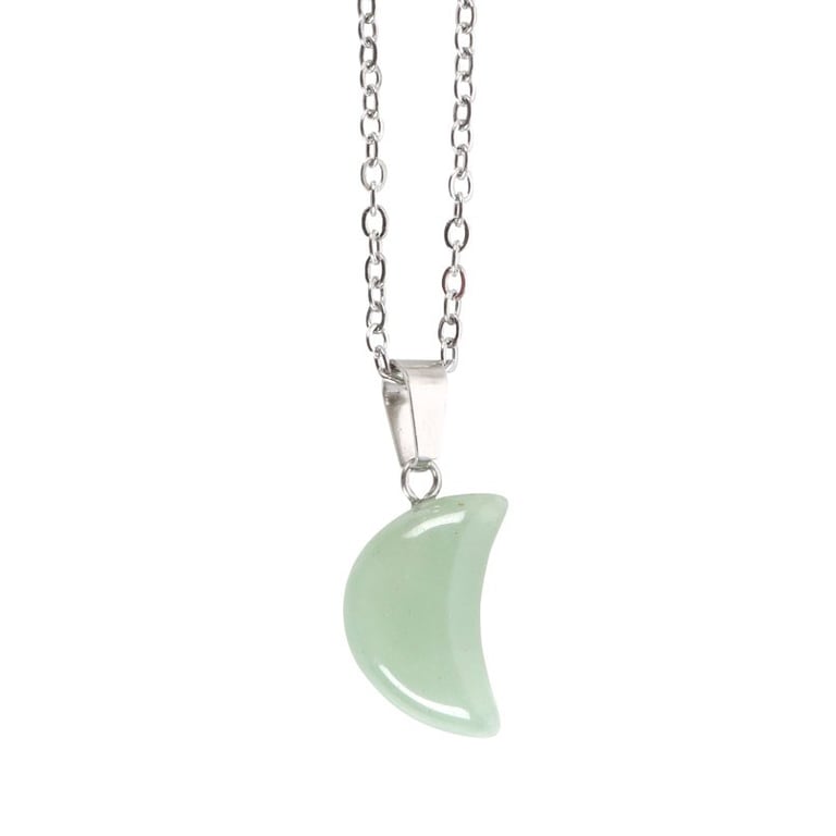 Green Aventurine Crystal Moon Necklace - Prosperity and Abundance Greeting Card Gift