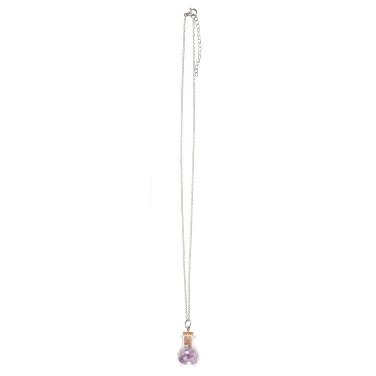 Amethyst Crystal Potion Bottle Necklace - Calming Energy & Inner Strength