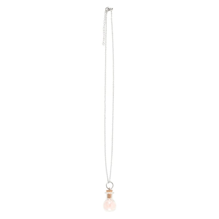 Love Rose Quartz Crystal Chip Potion Bottle Necklace - Attract Love and Confidence with this Spellbinding Accessory