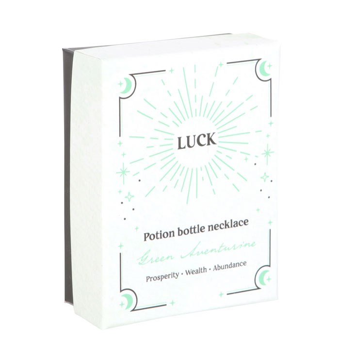Green Aventurine Crystal Potion Bottle Necklace - Attract Luck & Prosperity