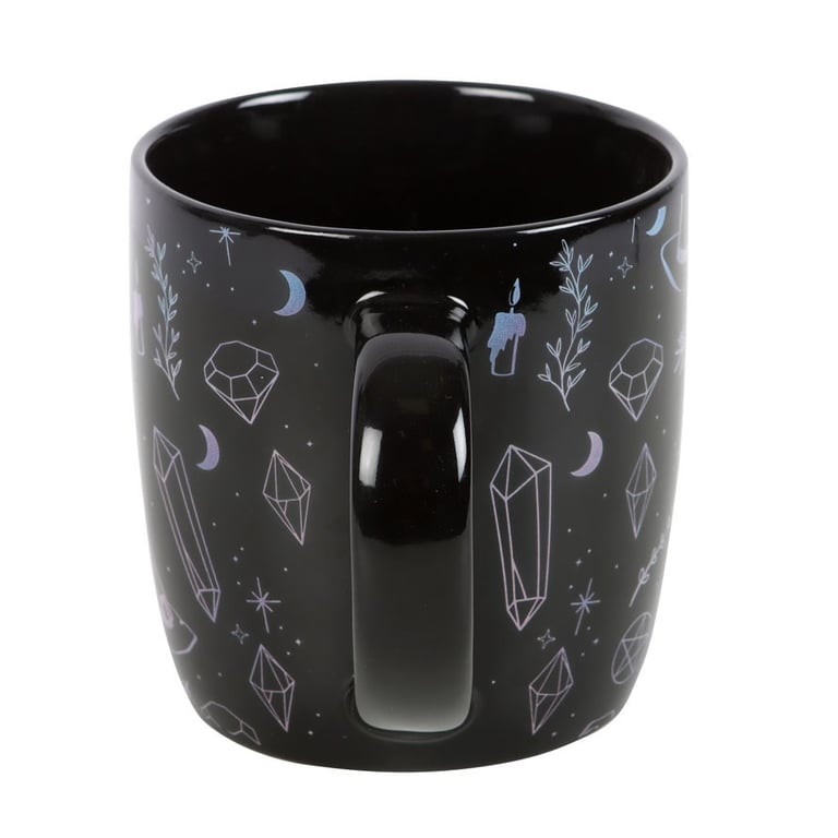 Crystal Witch Enchanted Mug - Black Crystal Magic Design, Microwave Safe