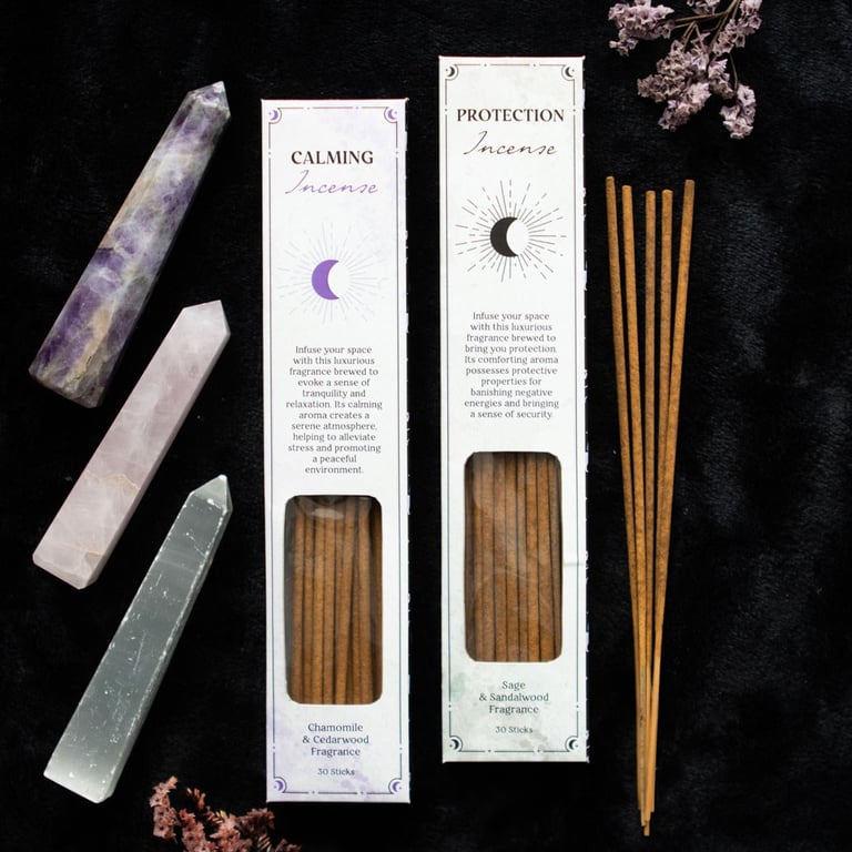 Calming & Protection Incense Stick Sets - 60 Count (2 Pack) with Stress Relief and Home Protection Fragrances