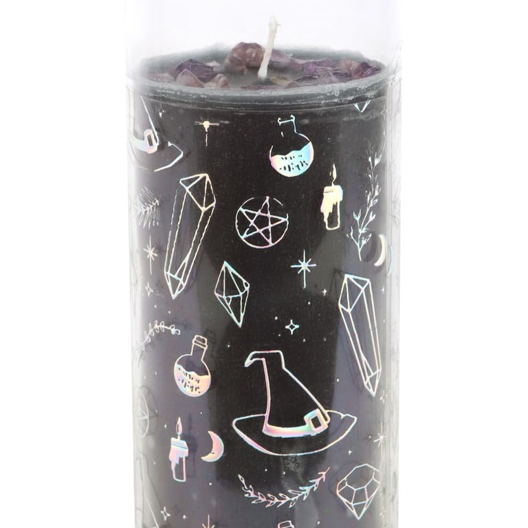 Crystal Witch Jasmine Tube Candle with Amethyst Chips - 7 Hour Burn, Vegan Paraffin Wax