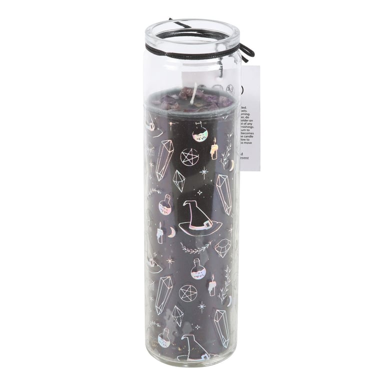 Crystal Witch Jasmine Tube Candle with Amethyst Chips - 7 Hour Burn, Vegan Paraffin Wax