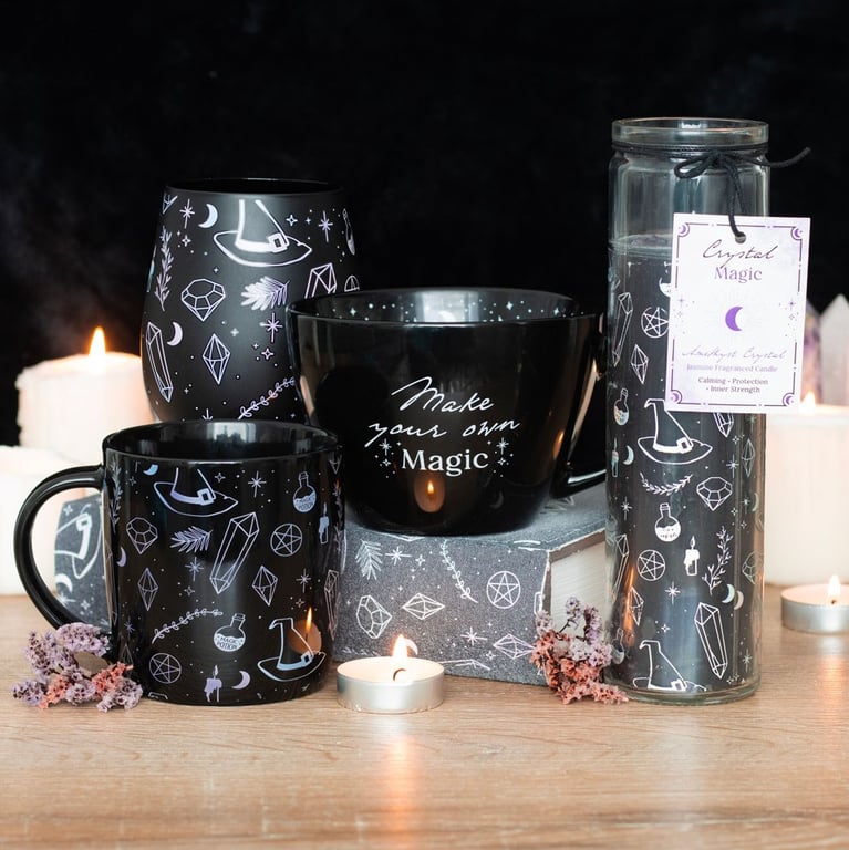 Crystal Witch Jasmine Tube Candle with Amethyst Chips - 7 Hour Burn, Vegan Paraffin Wax