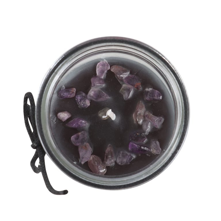 Crystal Witch Jasmine Tube Candle with Amethyst Chips - 7 Hour Burn, Vegan Paraffin Wax