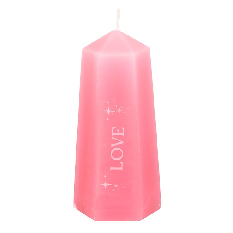 Love Crystal Candle with Rough Rose Quartz - Unscented Paraffin Wax for Sacred Space