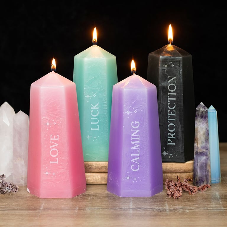 Love Crystal Candle with Rough Rose Quartz - Unscented Paraffin Wax for Sacred Space
