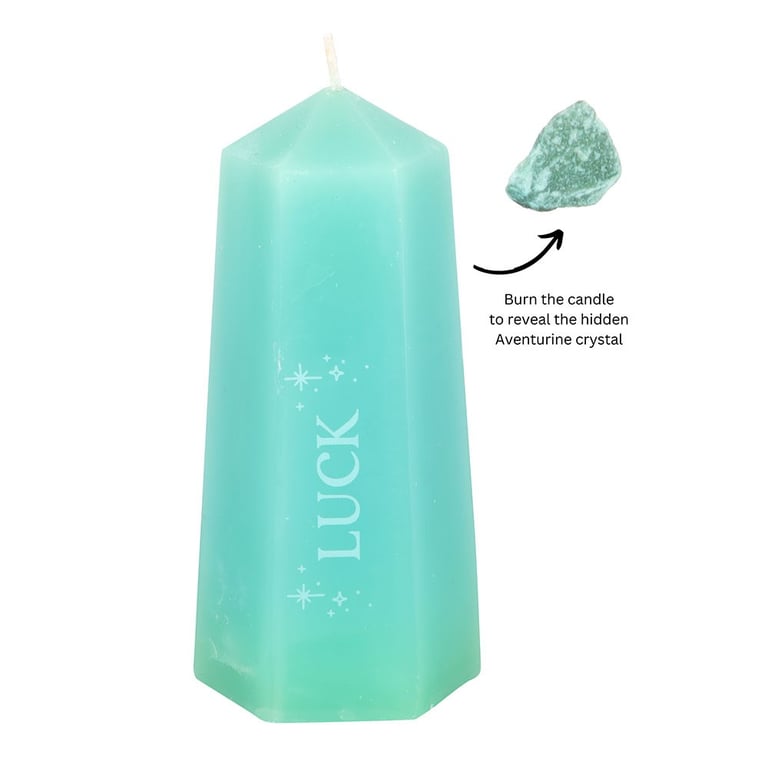 Luck Crystal Candle with Green Aventurine - 30 Hour Burn Time Wealth Attraction Candle
