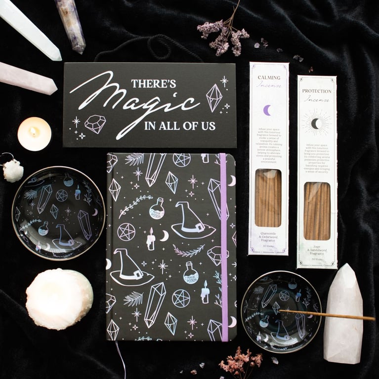 Crystal Witch A5 Notebook with Holographic Design and Silver Foil Pages