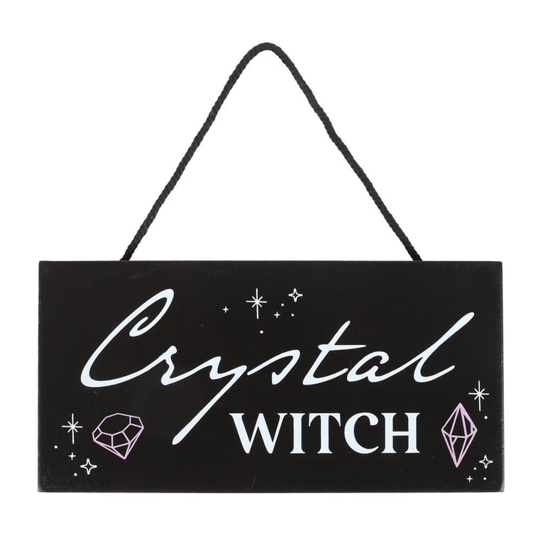 Crystal Witch Hanging Sign - Crystal Healing Decor for a Magical Home