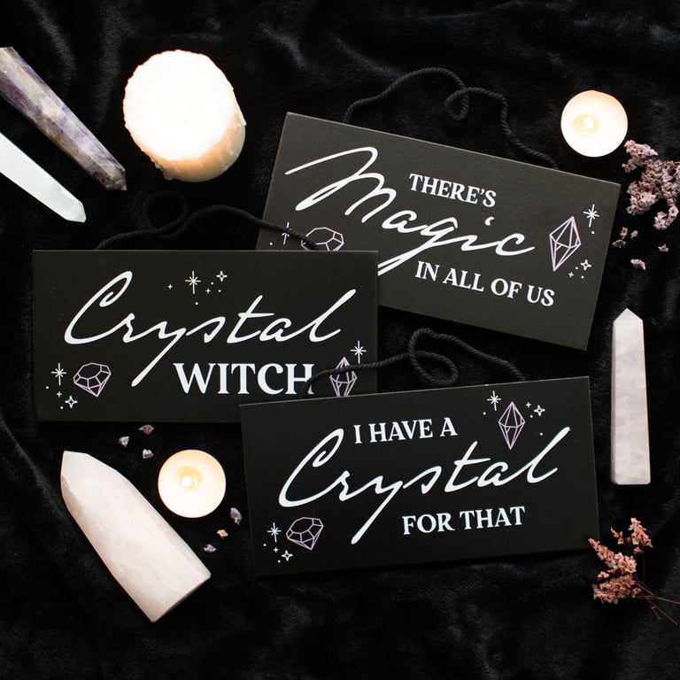 Crystal Witch Hanging Sign - Crystal Healing Decor for a Magical Home