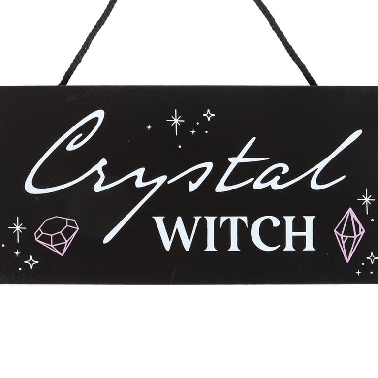 Crystal Witch Hanging Sign - Crystal Healing Decor for a Magical Home