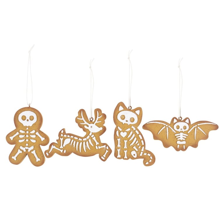 Creepy Skeleton Cookie Ornaments Set - Spooky Gingerbread Christmas Decorations