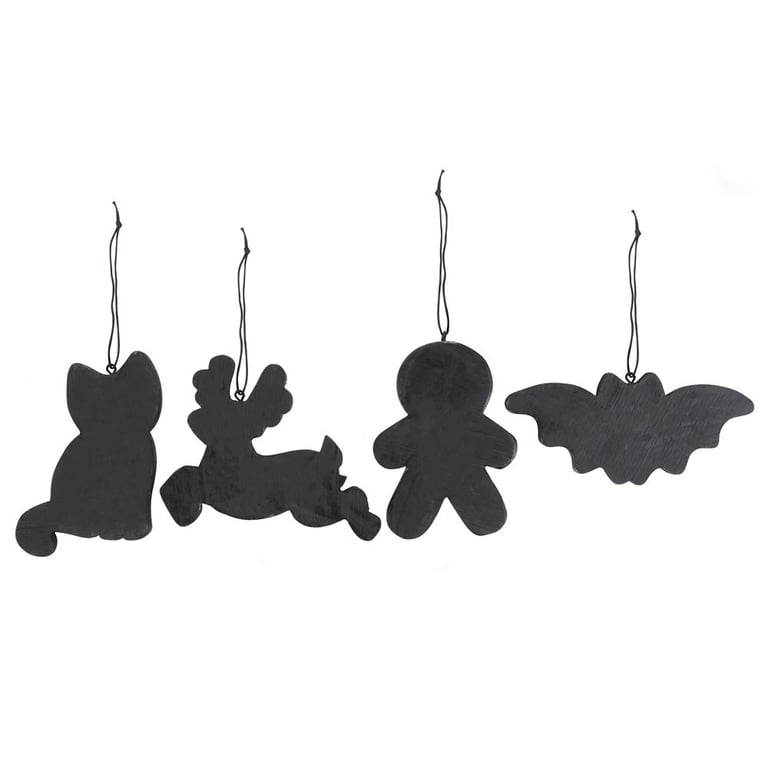 Black Creepy Skeleton Cookie Ornaments - Spooky Christmas Tree Decorations Set of 4