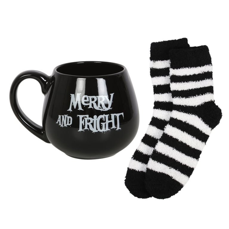 Merry and Fright Mug and Socks Set - Spooky Gift for Frightful Winter Nights