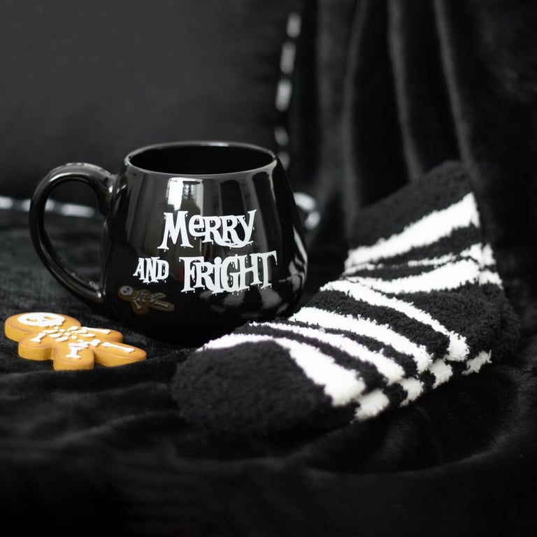 Merry and Fright Mug and Socks Set - Spooky Gift for Frightful Winter Nights