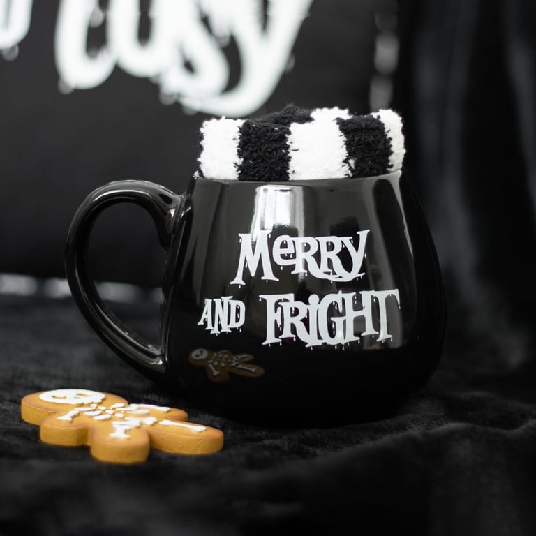 Merry and Fright Mug and Socks Set - Spooky Gift for Frightful Winter Nights