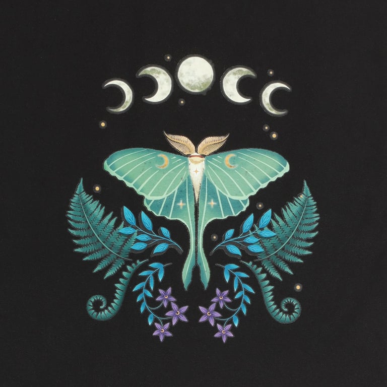 Luna Moth Eco-Friendly Tote Bag - Durable Black Cotton Canvas Design