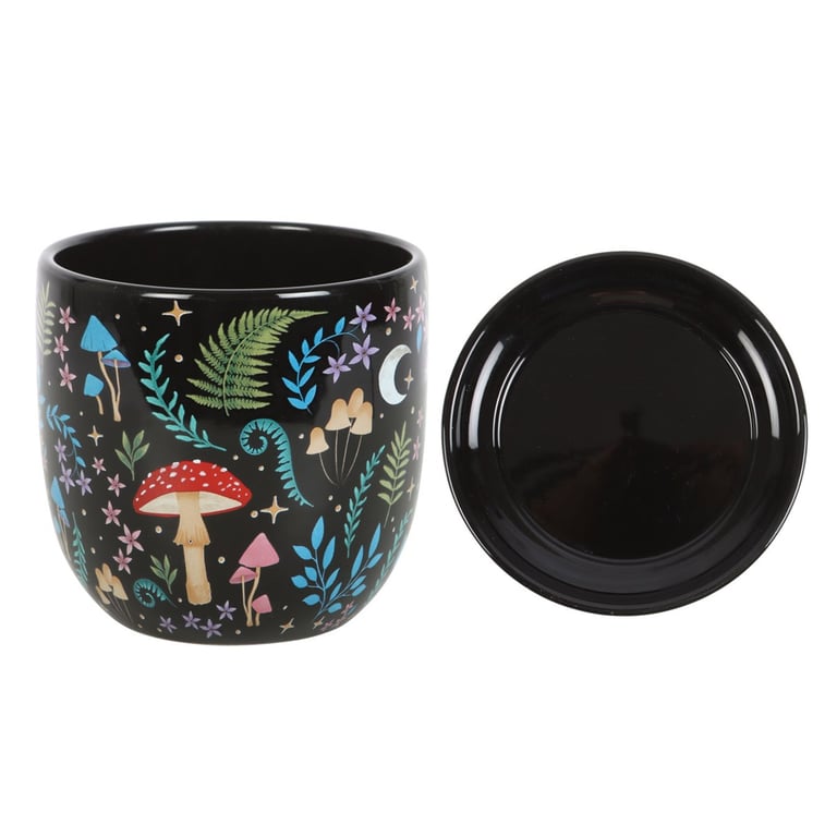 Dark Forest Print Ceramic Plant Pot Set with Matching Saucer