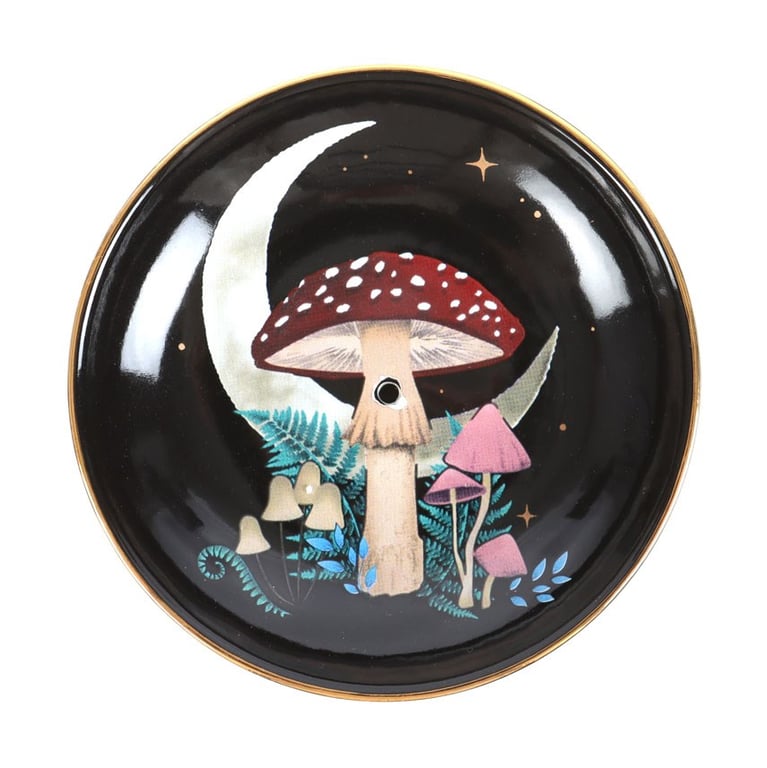 Forest Mushroom Ceramic Incense Plate - Enchanting Home Decor for Burning Sticks and Cones