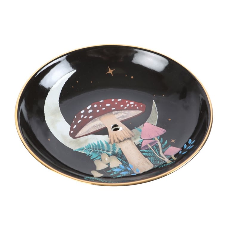 Forest Mushroom Ceramic Incense Plate - Enchanting Home Decor for Burning Sticks and Cones