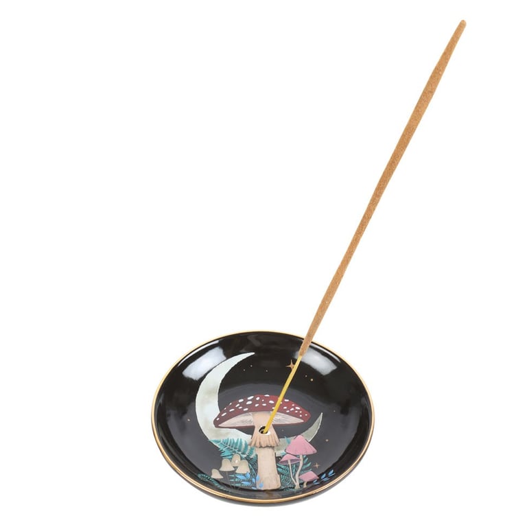 Forest Mushroom Ceramic Incense Plate - Enchanting Home Decor for Burning Sticks and Cones