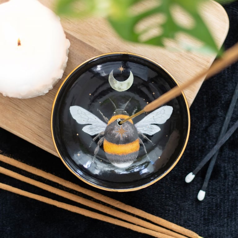 Forest Bee Ceramic Incense Plate - Elegant Design and Versatile Holder for Sticks and Cones