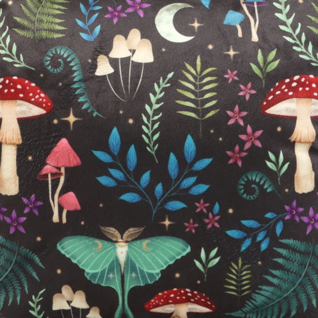 Dark Forest Print 35cm Square Velvet Cushion - Botanical Home Decor