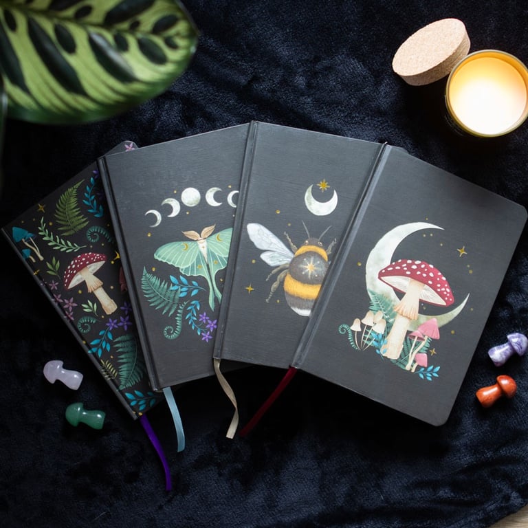 Dark Forest A5 Notebook - 100 Lined Pages with Gold Foil Edges and Ribbon Marker