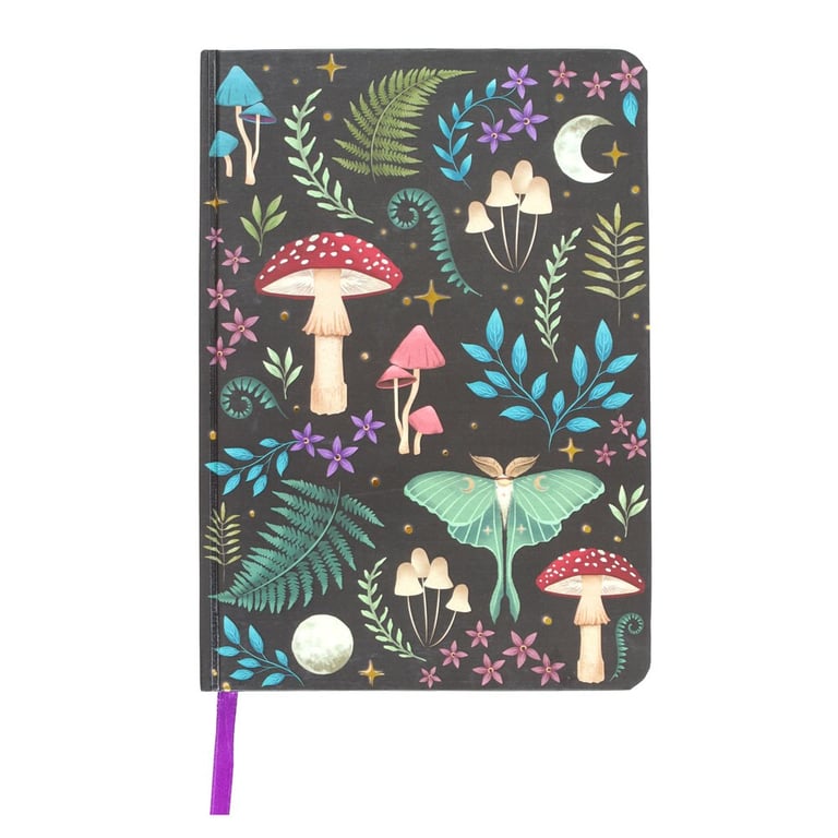 Dark Forest A5 Notebook - 100 Lined Pages with Gold Foil Edges and Ribbon Marker