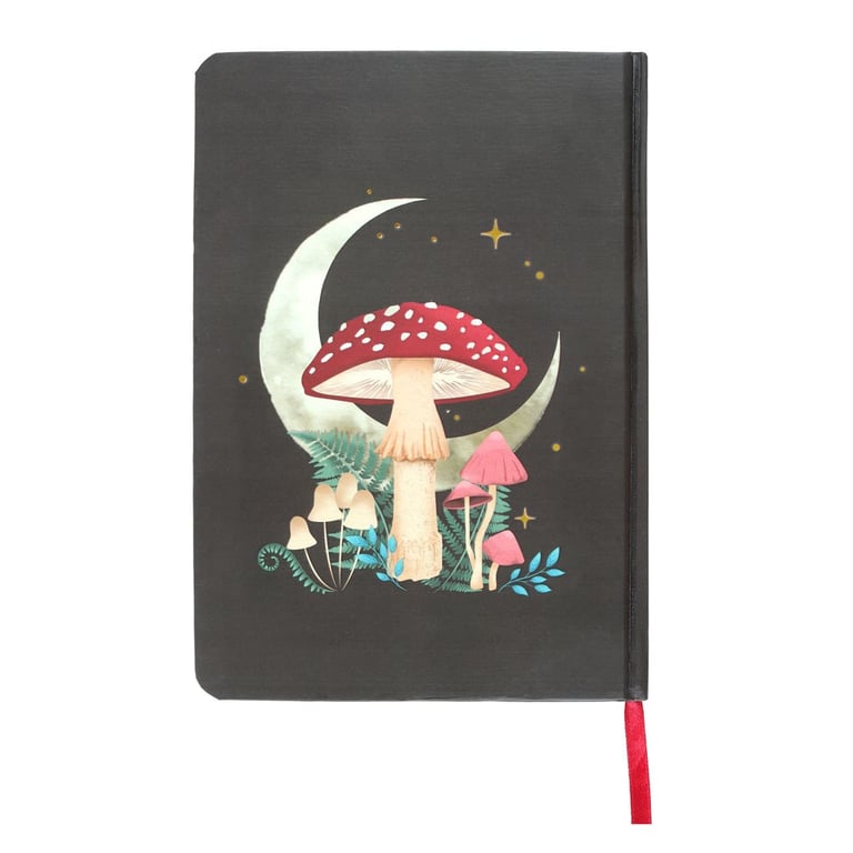 Forest Mushroom A5 Lined Notebook with Gold Foil Edges and Ribbon Marker