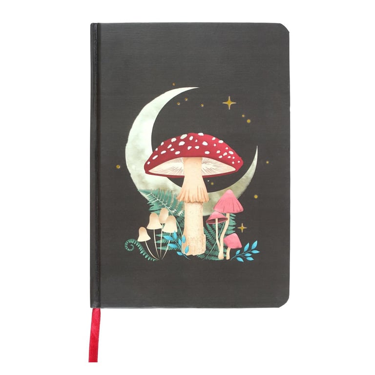 Forest Mushroom A5 Lined Notebook with Gold Foil Edges and Ribbon Marker