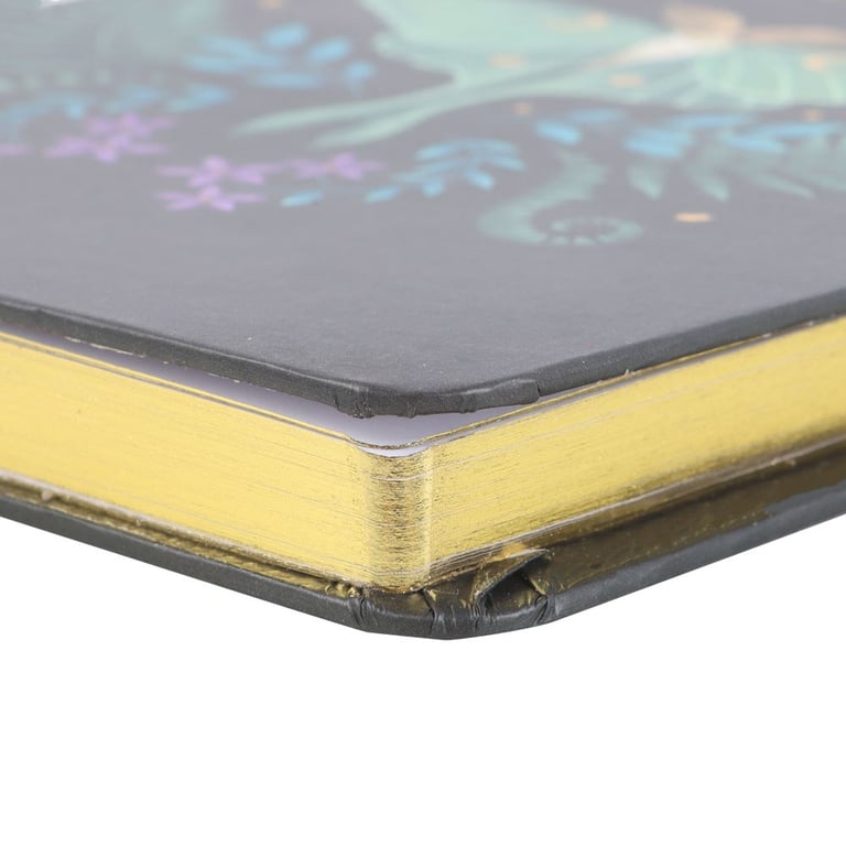 Luna Moth A5 Notebook - Gold Foil Edges & Ribbon Marker, 200 Lined Pages for Journaling and Notes