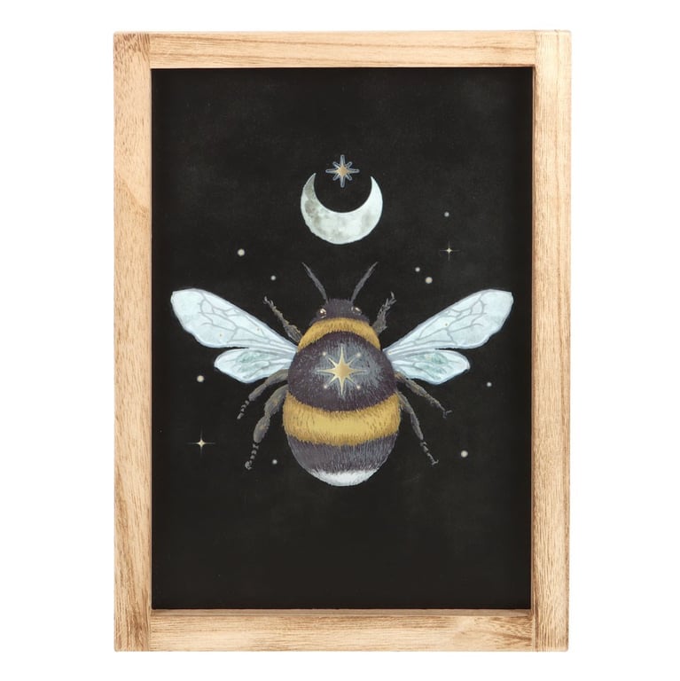 Forest Bee Framed Wall Print - Nature Decor for Home, Moon and Star Design
