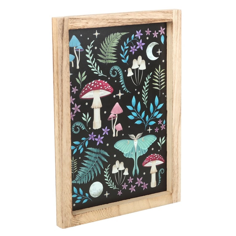 Dark Forest Framed Wall Print - Mystical Nature Decor with Glowing Luna Moth