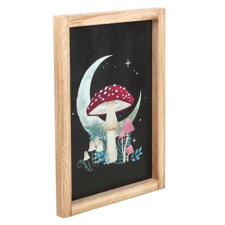Forest Mushroom Framed Wall Print - Enchanted Forest Design in Rustic Wood Frame