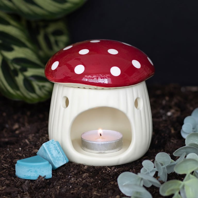 Mushroom Shaped Oil Burner - Home Fragrance Decor and Scent Diffuser Lamp
