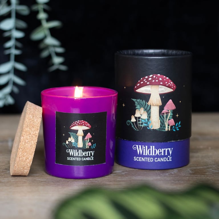 Forest Mushroom Wildberry Candle - Vegan Paraffin Wax, 25-Hour Burn Time, Mystical Dark Forest Aroma