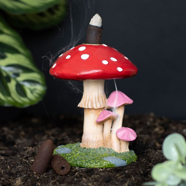Mushroom Backflow Incense Burner - Whimsical Woodland Home Fragrance Holder