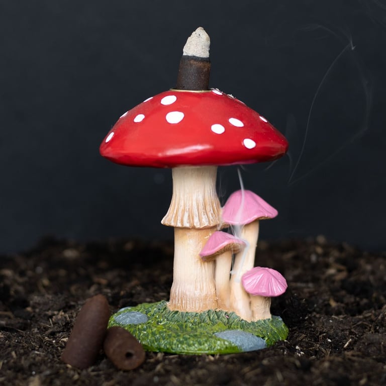 Mushroom Backflow Incense Burner - Whimsical Woodland Home Fragrance Holder