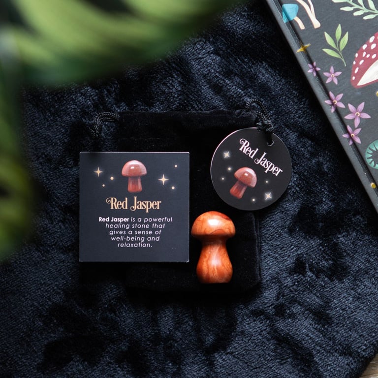 Magical Red Jasper Crystal Mushroom - Promotes Wellbeing and Balance Energy through Crystal Healing