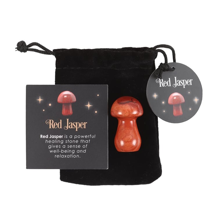 Magical Red Jasper Crystal Mushroom - Promotes Wellbeing and Balance Energy through Crystal Healing