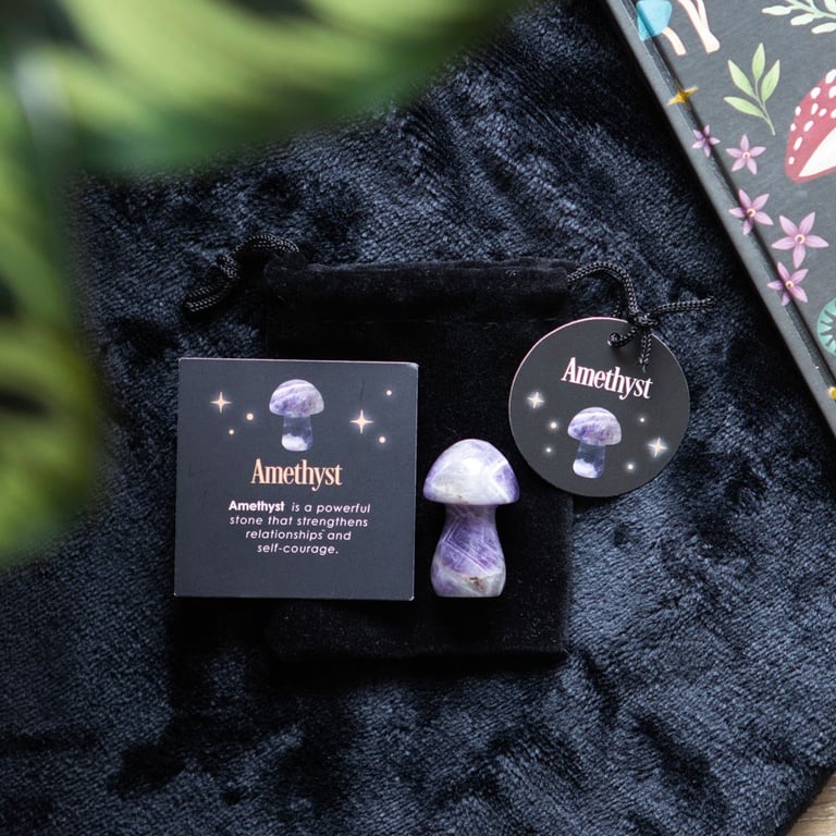 Amethyst Crystal Mushroom - Positive Energy Healing Stone for Courage and Relationships