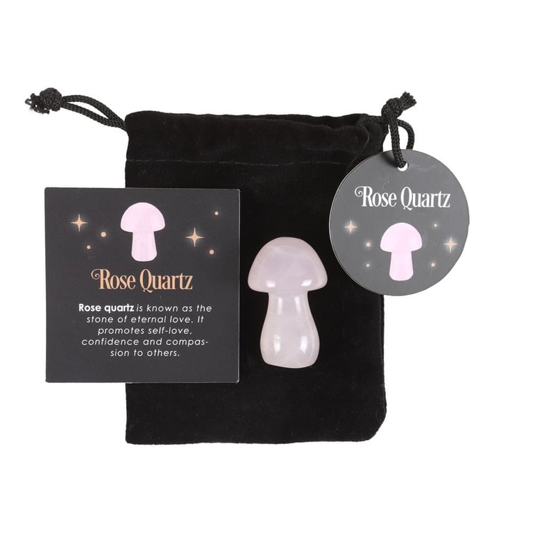 Rose Quartz Crystal Mushroom for Self-Love and Confidence Promotion