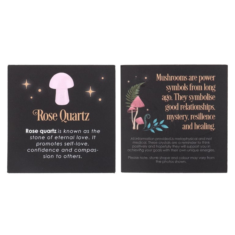 Rose Quartz Crystal Mushroom for Self-Love and Confidence Promotion