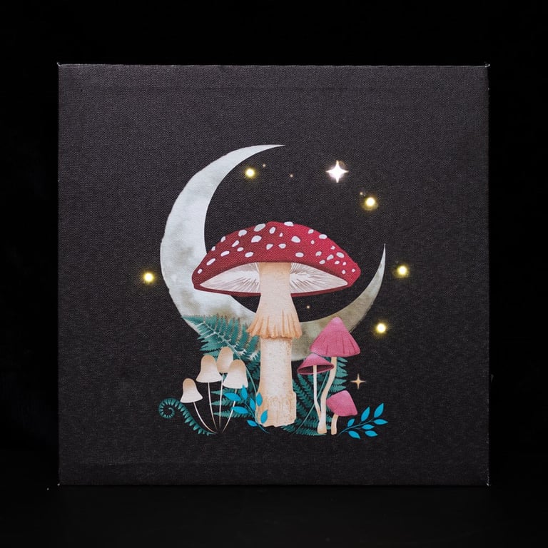 Forest Mushroom Light-Up Wall Art Canvas Plaque