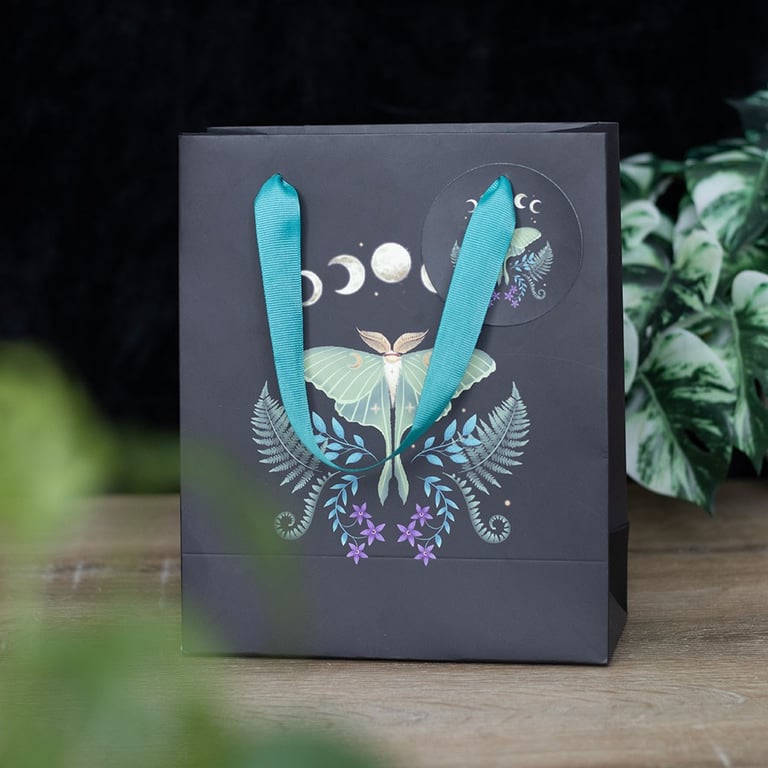 23cm Mystical Luna Moth Gift Bag - Eco-Friendly Moon Phase Design Bag